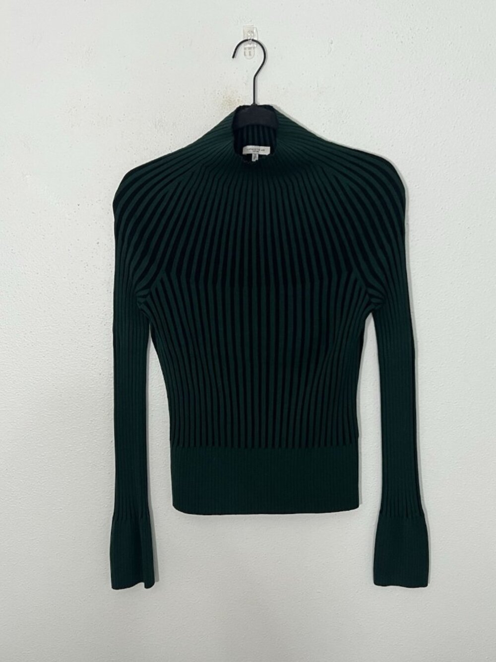 Lafayette 148 New York Womens Sunburst Ribbed Knit Stand Collar Sweater Large
